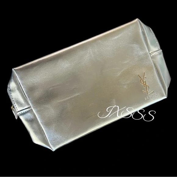 Silver-Gold YSL (Yves Saint Laurent) Beauty Cosmetic-Makeup Bag - Picture 4 of 13
